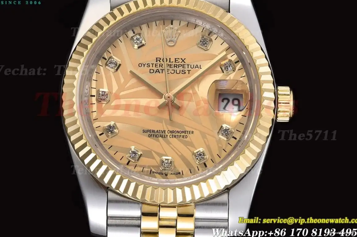 36mm YG SS Motif 126233 GDF Dia Datejust Palm Dial MY8215 Jub 0501